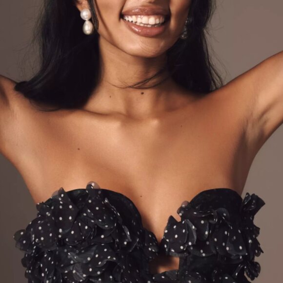 Brand New By Anthropologie 3D Floral Polka Dot Mini Dress - Picture 6 of 13